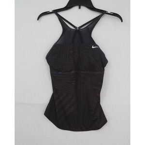 Nike Womens Black Geometric Mesh High Neck Tankini Swim‎ Top Size Medium
